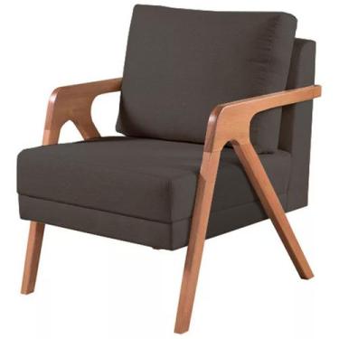 Imagem de Poltrona Mona Madeira Maciça Linho Grafite Kimi Design