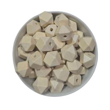 Imagem de Conta Bola Madeira Poligonal Miçanga 20mm 50 Peças Furo - Doce Ternura