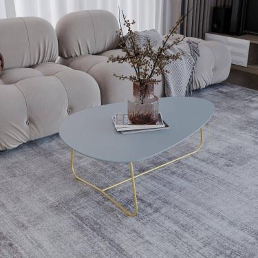 Imagem de Mesa de Centro Trude Organica 35cm X 90cm X 60cm Cristal / Dourado