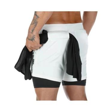 Imagem de Shorts de Corrida de Compressão 2 em 1 Masculino - Ideal para Academia