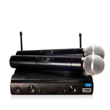 Imagem de Microfone sem fio duplo de mao uhf - TURBO ELETRONIC