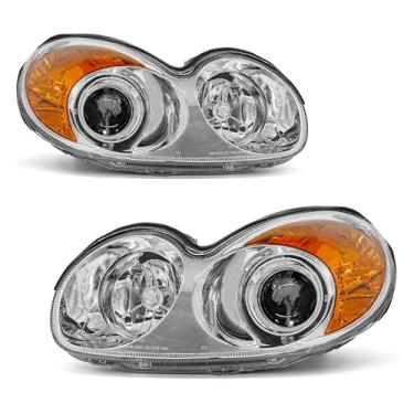 Imagem de ADCARLIGHTS Compatível com montagem de faróis Hyundai Sonata 2002 2003 2004 2005 para 02 03 04 05 Sonata farol com lente transparente cromada refletor âmbar substituição par esquerdo direito