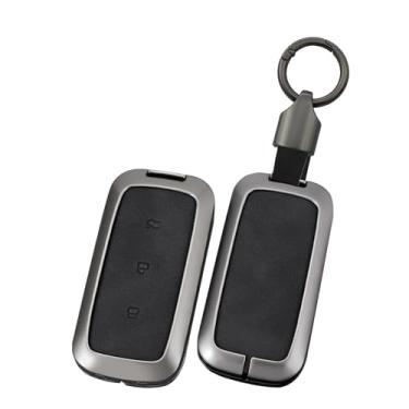 Imagem de HIBEYO Capa de chaveiro compatível com Geely Galaxy L7 2023 L6 MAX 1.5T Plus AIR PRO E5 2014 E8 Acessórios Couro e liga de zinco Smart Remote Control Key Shell Cover-F Type Black