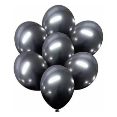 Imagem de Bexiga Balões Metalizado Nº 05 Preto Brilhante - 25 Unid - PB Festas