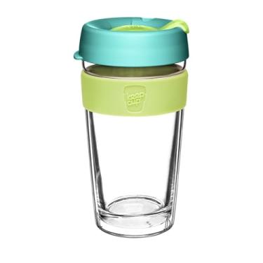 Imagem de KeepCup Longplay - Copo de café reutilizável, vidro de parede dupla com manga removível e tampa de siper à prova de respingos - 454 ml - Matcha