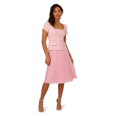 Imagem de Adrianna Papell Vestido midi combo boucle feminino, Rosa claro, 46