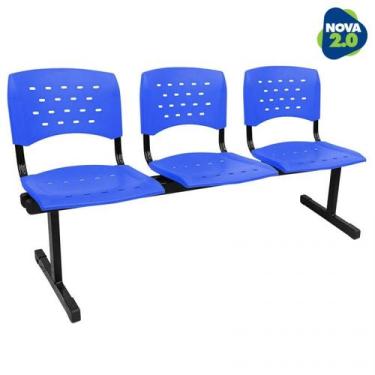 Imagem de Longarina 3 Lugares Wp Plus Polipropileno Reforçada Azul - Lg Flex Cad