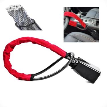 Imagem de Trava Antifurto Veicular Volante Cinto Segurança Carro 3 Chaves (Vermelho)