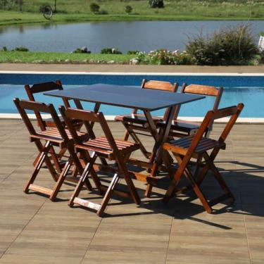 Imagem de Conjunto Dobrável 120x70 com 6 Cadeiras Imbuia - Móveis Britz