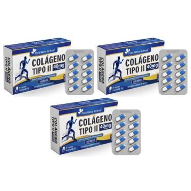 Imagem de Kit 3x Suplemento Alimentar Colágeno Tipo 2 40mg 30 cápsulas Flora Nat