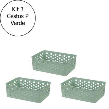 Imagem de Kit Com 3 Cestinhas Organizadoras Pequenas Multiuso - Usual Utilidades
