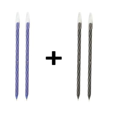Imagem de Kit 2 Canetas Esf. Spiro Preta + 2 Canetas Esf. Spiro Azul - Cis