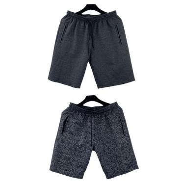 Imagem de kit 2 bermudas moletom masculino adulto bolsos lateral com ziper - f.g