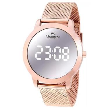 Imagem de Relógio Digital LED Champion  A Prova D'água  Rose Espelhado Redondo