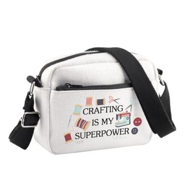 Imagem de BDPWSS Presentes de costura para amantes de costura Crafting Is My Superpower Bolsa transversal para amantes de artesanato presente de costura de esgoto, Crafting Power Cb