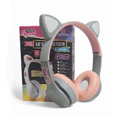 Imagem de Fone Ouvido Bluetooth Infantil Mini Cat Fone Orelha Gato Led - Polibri