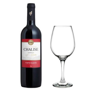 Imagem de Vinho Tinto Suave Chalise + Taça de Vidro Barone