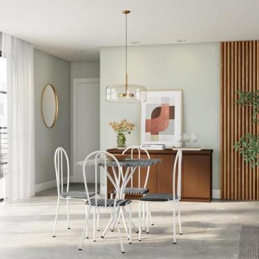 Imagem de Conjunto de Mesa com 4 Cadeiras Tália Branco e Preto - Mobly