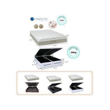 Imagem de Conjunto Cama Box Baú Casal King Size + Colchão de Molas Ensacadas Fir
