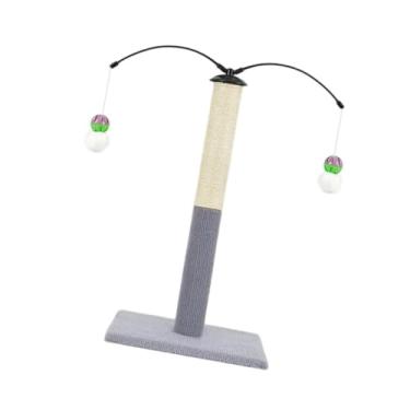 Imagem de IEUDNS Arranhador para gatos com torre de brinquedo de pelúcia pendurada, suprimentos para animais de estimação para gatos internos, protetor de móveis, Cinza Claro