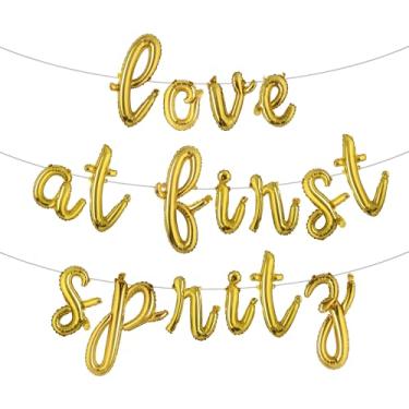 Imagem de Faixa de balão Love at First Spritz - Decorações de chá de panela Aperol Spritz para ela, decorações de festa de casamento de despedida de solteira (L LOVE AT FIRST SPRITZ dourado)