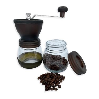 Imagem de Moedor de Café Manual com Recipiente de Vidro, 20 x 9 cm, Marrom, Mecanismo em Cerâmica