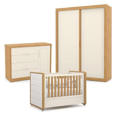 Imagem de Quarto De Bebe 2 Portas Tutto New Freijó Off White Com Capitonê New Boucle - Matic