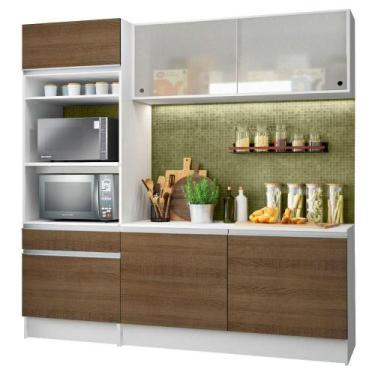 Imagem de Armário de Cozinha Compacta Topazio com Balcão Branco Rustic - MADESA