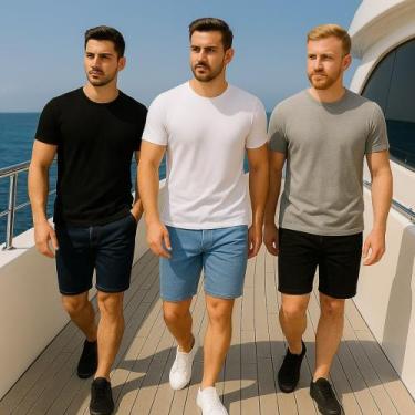 Imagem de Kit C/3 Bermudas JEANS LISA Casual Slim Elastano MASCULINA 437 - IRON,