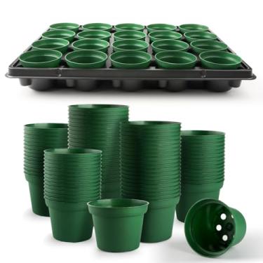 Imagem de RooTrimmer Vasos para berçário de 7,6 cm, 100 peças com 5 bandejas de 20 células, 5 conjuntos de kit de sementes para mudas, propagação e jardinagem doméstica, conjunto de germinação de vasos de