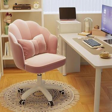 Imagem de Cadeira De Escritório De Veludo, Cadeira Executiva De Spinning, Cadeira De Maquiagem Com Encosto, Cadeira De Computador De Escritório Estofada Confortável Ajustável, A