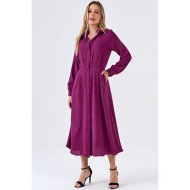Imagem de Vestido Chemise Midi PKS Magenta-Feminino