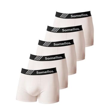 Imagem de Kit 5 Cueca Boxer Somellos Microfibra Branca Premium