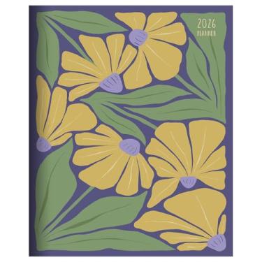 Imagem de TF Publishing Planejador mensal médio Goldenrod Flowers 2026 - 2 páginas com grades de calendário extragrande e instruções de planejamento - Agenda de 12 meses para escola e trabalho - 16,5 cm x 20,3
