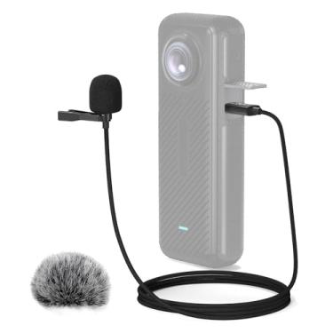 Imagem de Cubilux Microfone de lapela para Insta 360 X4, microfone de lapela com fio para câmera X4, 1,8 m
