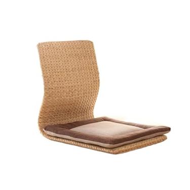 Imagem de GRFIT Cadeira de chão portátil, cadeira de encosto de tecido de vime, cadeira de tatame, assento de cama, dormitório, quarto, cadeira preguiçosa, cadeira sem pernas, cadeira de janela de sacada, sala
