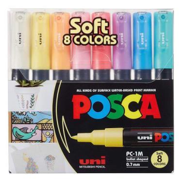 Imagem de Caneta Posca PC-1M 8 Cores Soft Pastel Uni Ball - UniBall