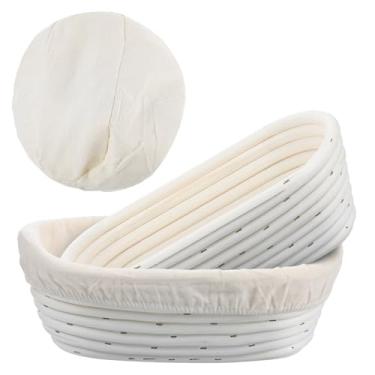 Imagem de Cesta à prova de pão, cesta de 20 cm, tigelas redondas de impermeabilização, cestas e forros de vime, kit artesanal de fabricação de pão, cestas de banneton para padeiros caseiros