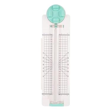 Imagem de Fenteer Cortador de papel 4 em 1, aparador, onda reta, pontilhado, vinco, régua de cálculo, ferramenta de scrapbooking para sala de aula, cupons, scrapbook, Verde