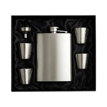Imagem de Kit Cantil De Bolso Inox Copos Funil Portátil Premium 6 pçs - Wellmix