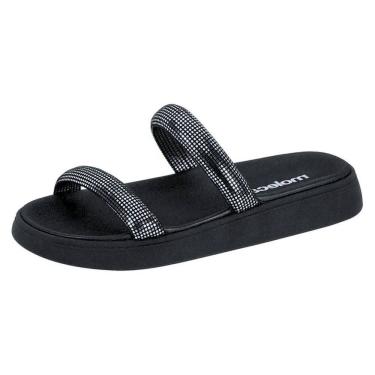 Imagem de Chinelo Feminino Flatform Papete Brilho Conforto Moleca