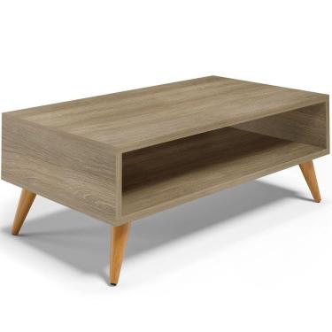 Imagem de Mesa de Centro Para Sala de Estar Pés Palito Cannes L03 Castanho - Lyam Decor