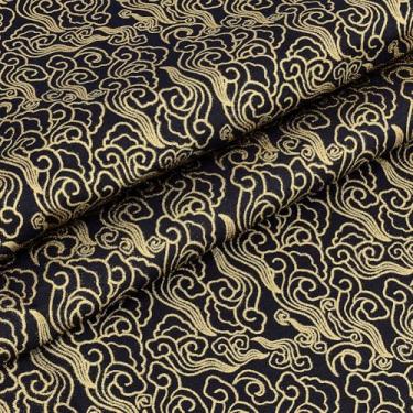 Imagem de MAYJOYDIY 1,1 jardas x 159 polegadas azul escuro japonês nuvem de ouro tecido estampado tecido de algodão estilo japonês design bronzeador para costura saco de roupas toalha de mesa sofá travesseiro
