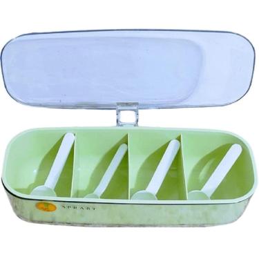 Imagem de Porta Condimento Tampa Em Acrílico Verde Temperos Pegador