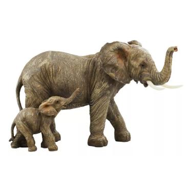 Imagem de Elefante Mãe E Filhote 29cm - Animais Resina