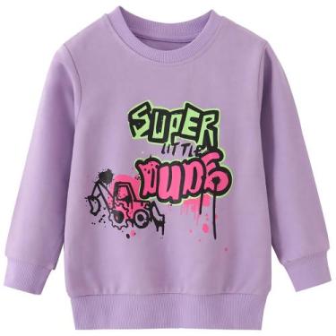 Imagem de Moletom AIWUHE unissex infantil de algodão de manga comprida 6Y roxo