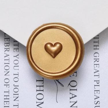 Imagem de Adesivos UNIQOOO Wax Seal 3D Heart Gold 50 unidades