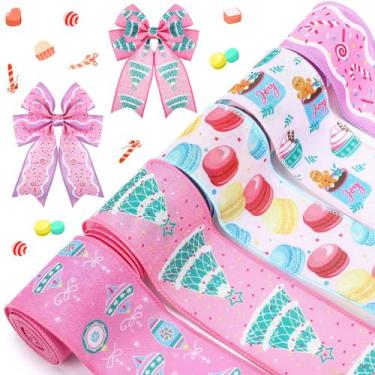 Imagem de Cinta Navideña Hahafelt con Alambre y Diseño de Caramelo 6,35 cm x 5 R