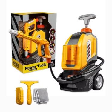 Imagem de Brinquedo Lava Jato Infantil Kit Lavagem de Carro Amarelo e Preto com Acessórios de Limpeza