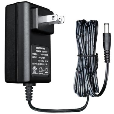 Imagem de Adaptador de fonte de alimentação 12V 1A, carregador universal de parede 100-240V 50/60Hz CA para CC 12V 1A/1000mA 12W com plugue americano de 5,5 mm x 2,1 mm, positivo central